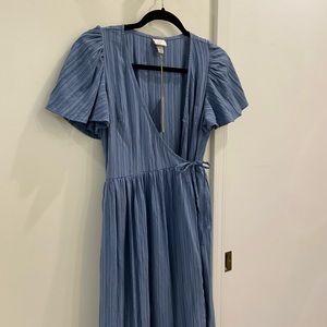 Beautiful light blue crossbody midi dress